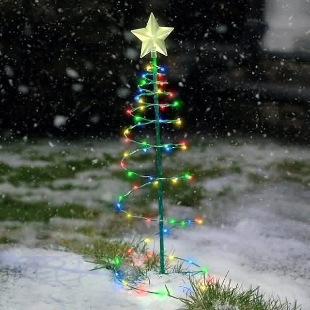 LED Christmas Tree Outdoor Solar Ground Plug Lights DailySale