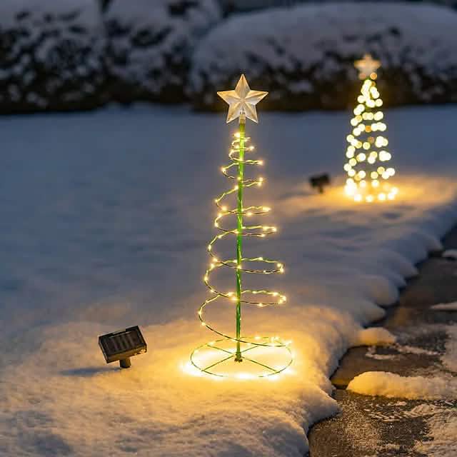 LED Christmas Tree Outdoor Solar Ground Plug Lights DailySale