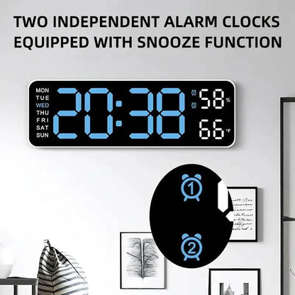 LED Digital Wall Clock with Large Display, Temperature & Humidity, Auto Light Sensor DailySale
