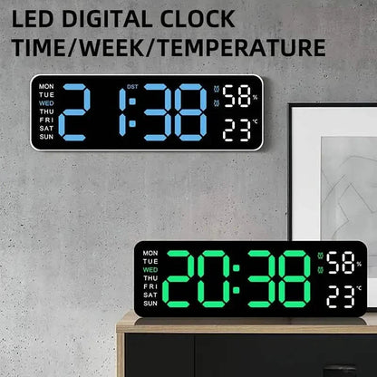 LED Digital Wall Clock with Large Display, Temperature & Humidity, Auto Light Sensor DailySale