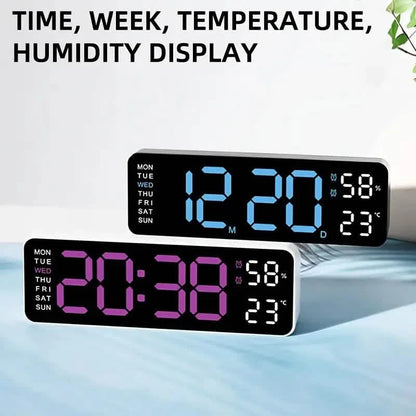 LED Digital Wall Clock with Large Display, Temperature & Humidity, Auto Light Sensor DailySale