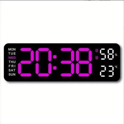 LED Digital Wall Clock with Large Display, Temperature & Humidity, Auto Light Sensor DailySale