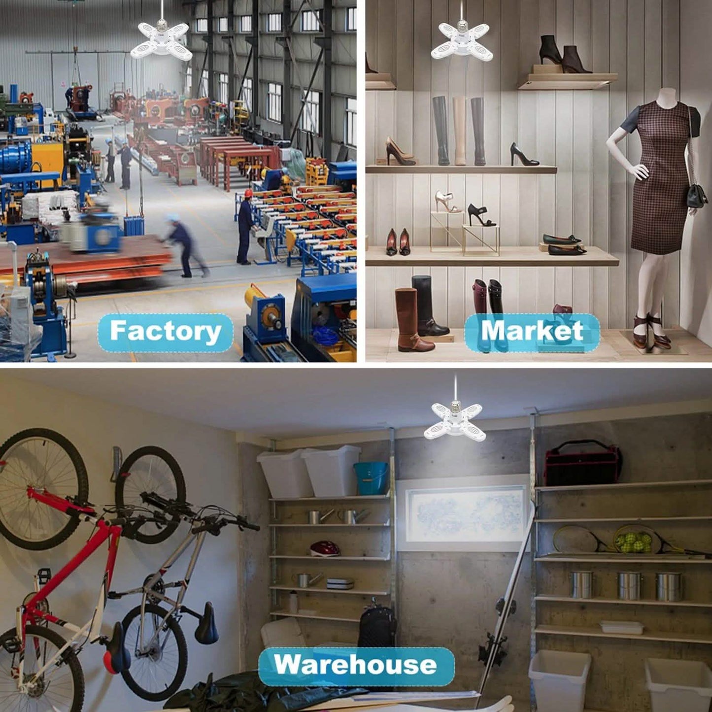 LED Dimmable Garage Ceiling Lights with 4 Adjustable Panels DailySale