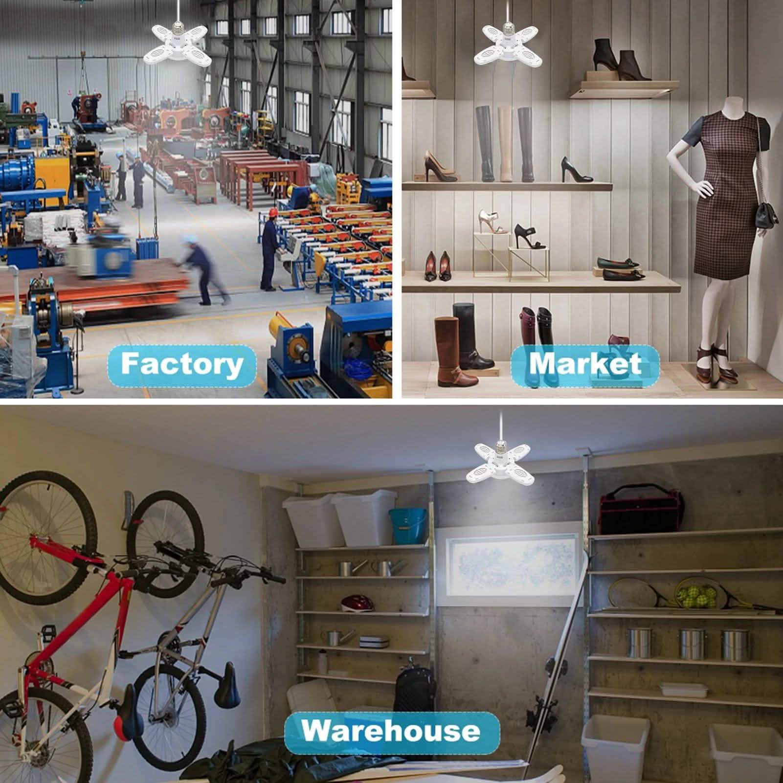 LED Dimmable Garage Ceiling Lights with 4 Adjustable Panels DailySale