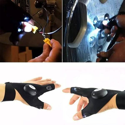 LED Flashlight Magic Strap Fingerless Gloves with 2 LED Light DailySale