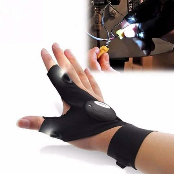LED Flashlight Magic Strap Fingerless Gloves with 2 LED Light DailySale