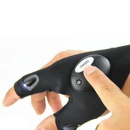 LED Flashlight Magic Strap Fingerless Gloves with 2 LED Light DailySale