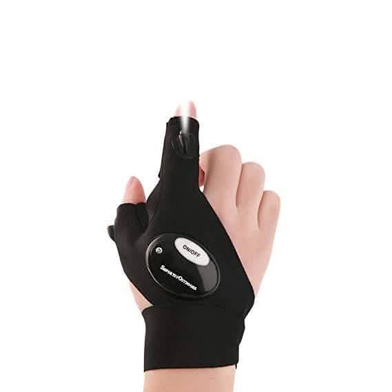 LED Flashlight Magic Strap Fingerless Gloves with 2 LED Light DailySale