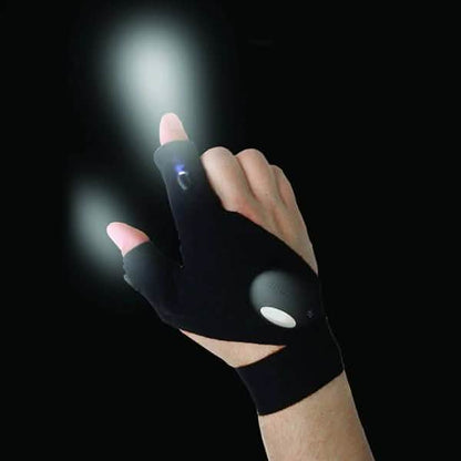 LED Flashlight Magic Strap Fingerless Gloves with 2 LED Light DailySale