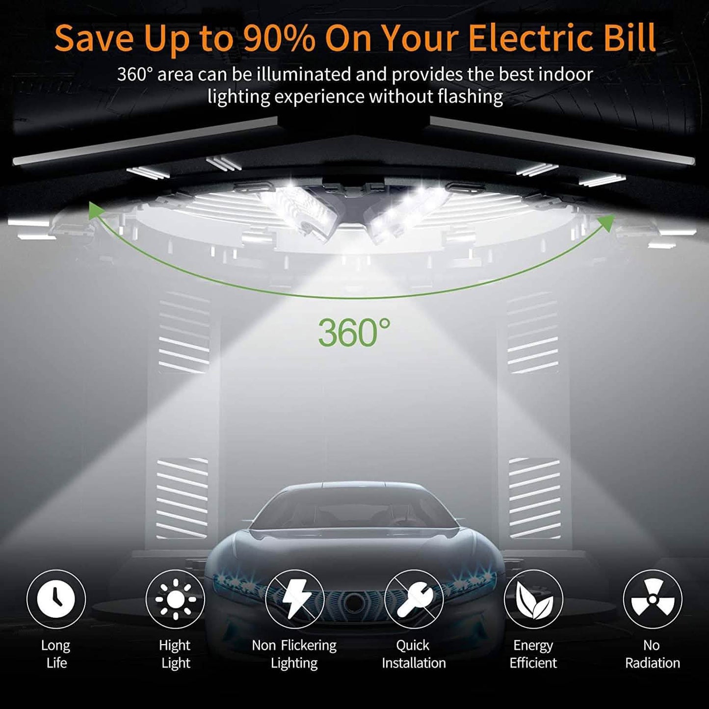 LED Garage Ceiling 360¬∞ Lighting with 576 LEDs DailySale