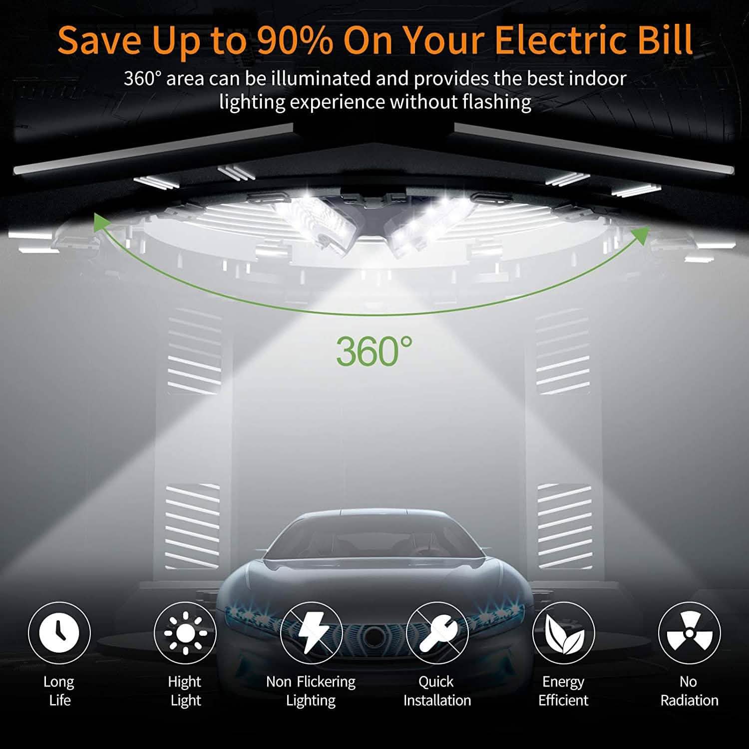 LED Garage Ceiling 360¬∞ Lighting with 576 LEDs DailySale
