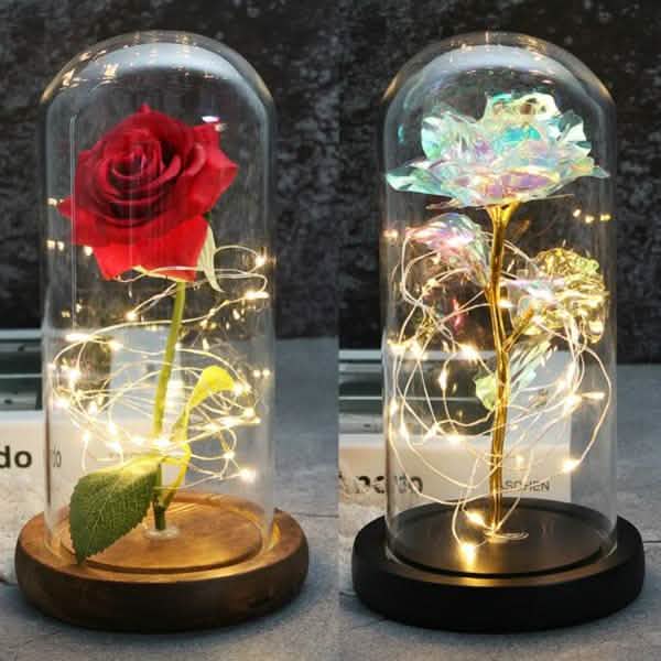 LED Glass Cover Simulation Foil Rose Flower DailySale