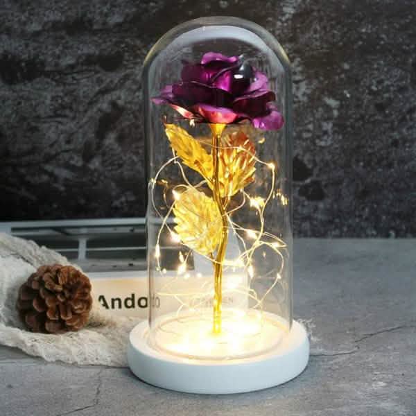 LED Glass Cover Simulation Foil Rose Flower DailySale