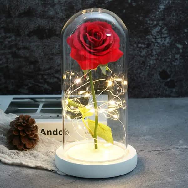 LED Glass Cover Simulation Foil Rose Flower DailySale