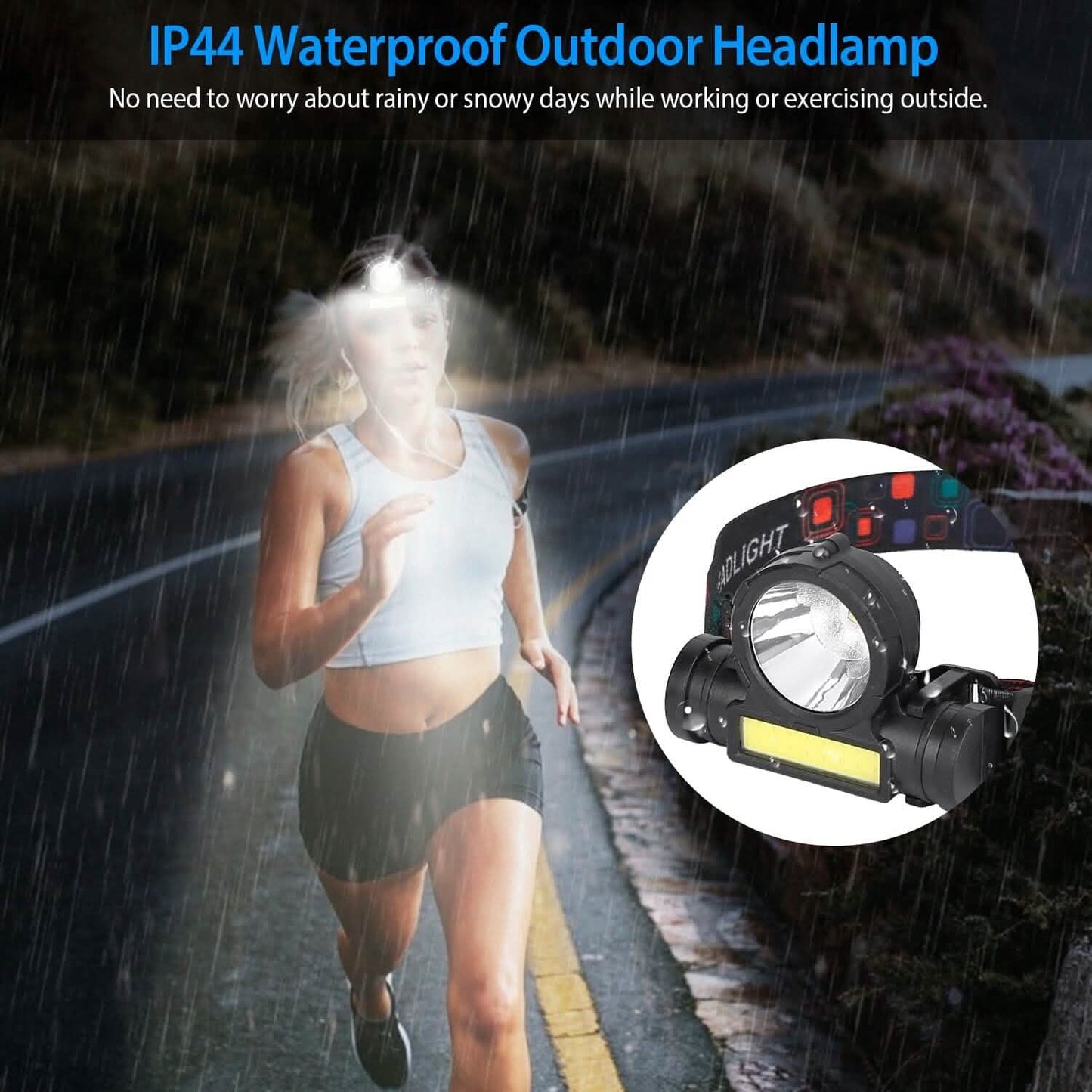 LED Headlight Super Bright Head Torch with 3 Lighting Modes DailySale
