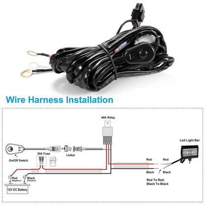 LED Light Bar Wiring Harness Kit Universal Fitment DailySale