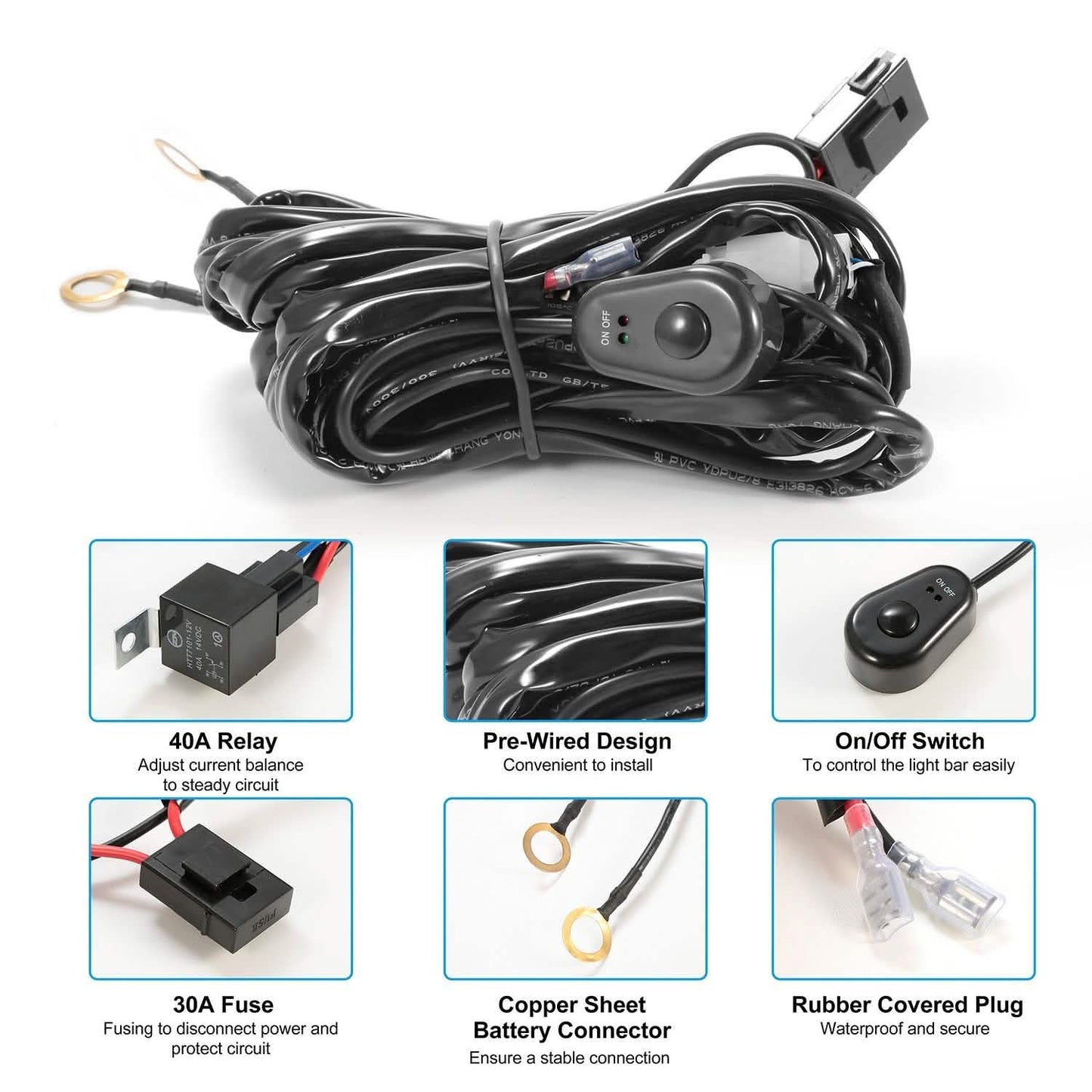 LED Light Bar Wiring Harness Kit Universal Fitment DailySale