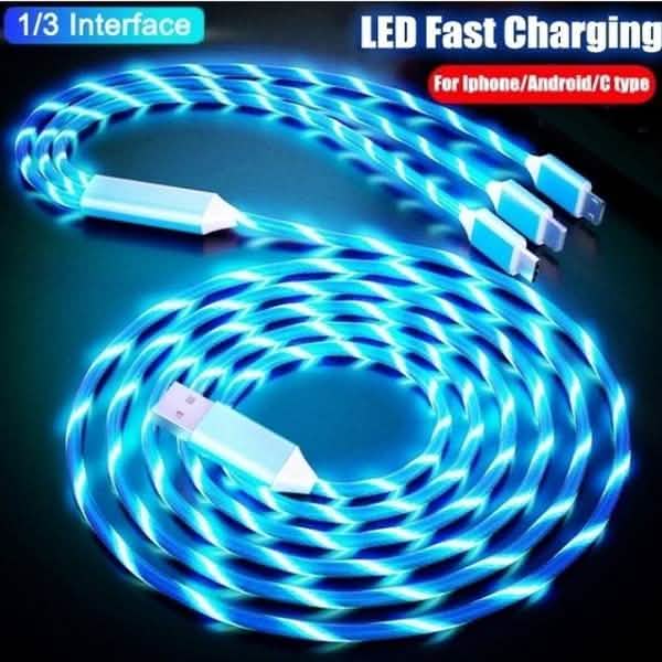 LED Light USB Charger Cable 3-in-1 Fast Charging DailySale