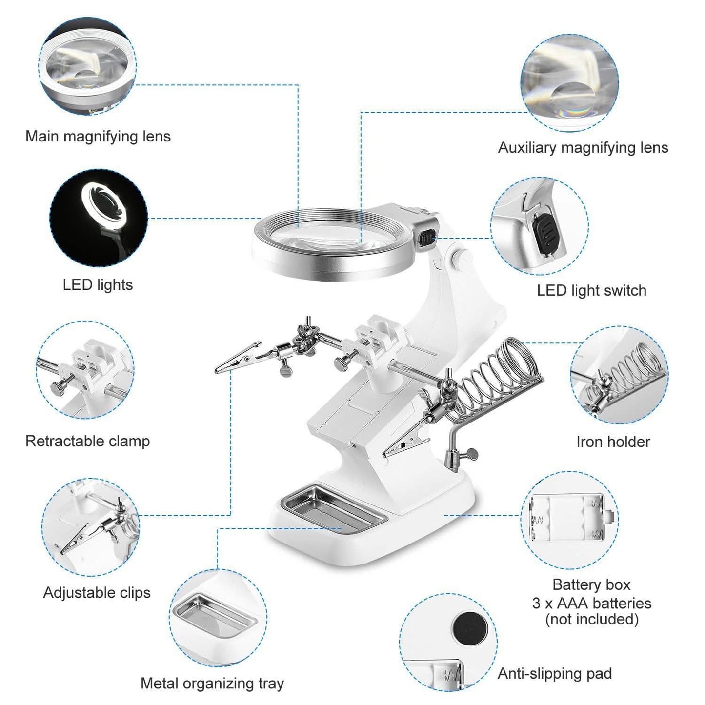 LED Lights Helping Hands Magnifying Glass DailySale