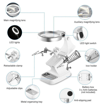 LED Lights Helping Hands Magnifying Glass DailySale