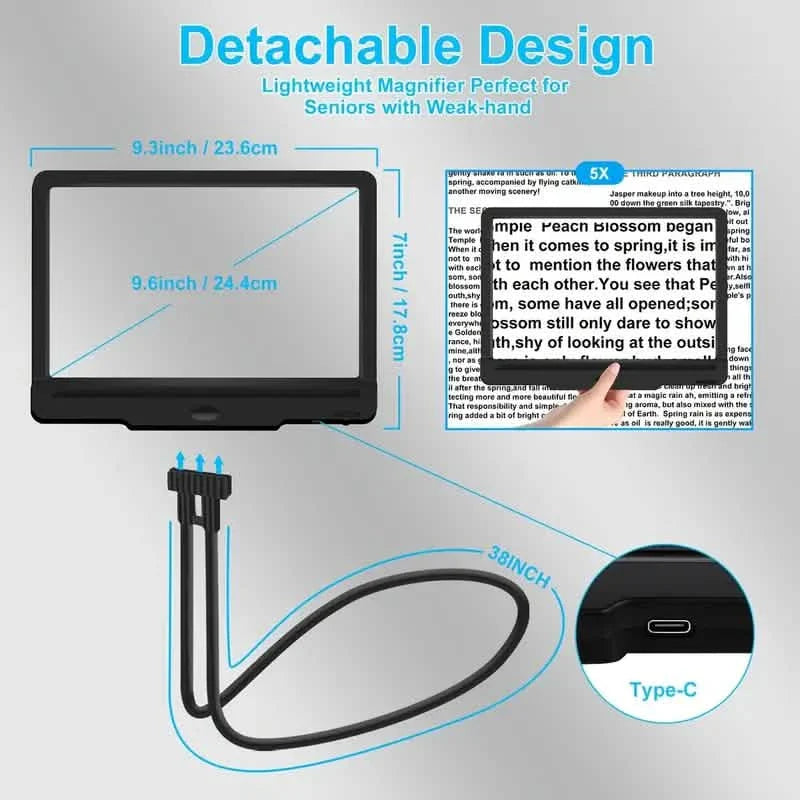 LED Magnifying Glass with Stand - 5x Zoom, USB Rechargeable Reading Aid DailySale