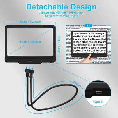 LED Magnifying Glass with Stand - 5x Zoom, USB Rechargeable Reading Aid DailySale