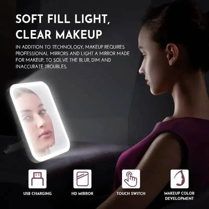 LED Makeup Mirror Touch Screen 3 Light Portable Standing Folding Vanity Mirror DailySale