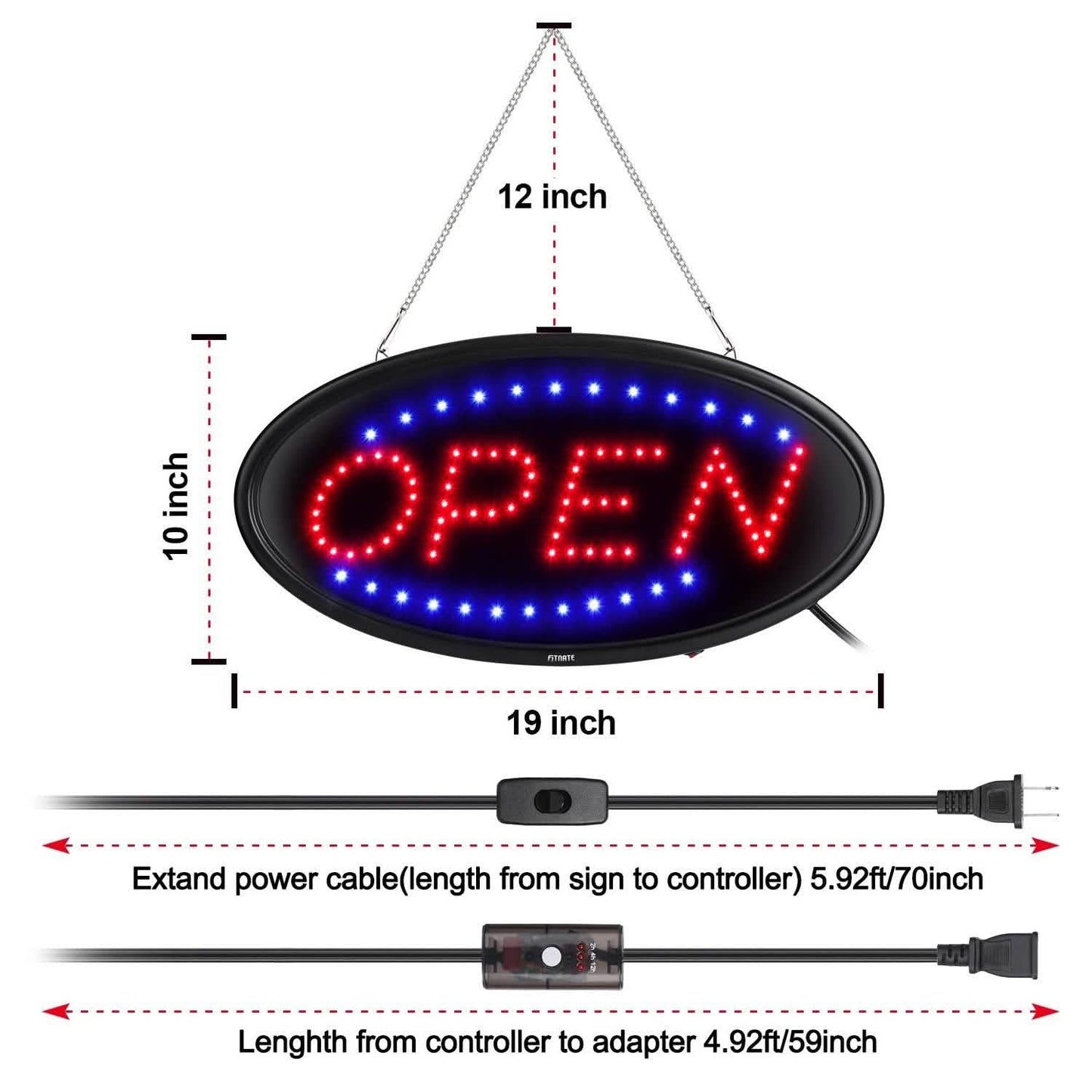 LED Open Sign Advertisement Board Electric Display with Remote Control and Timing Function DailySale