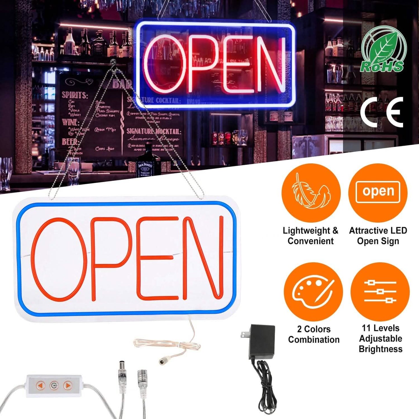 LED Open Sign Advertisement Board with 11 Levels Adjustable Brightness DailySale