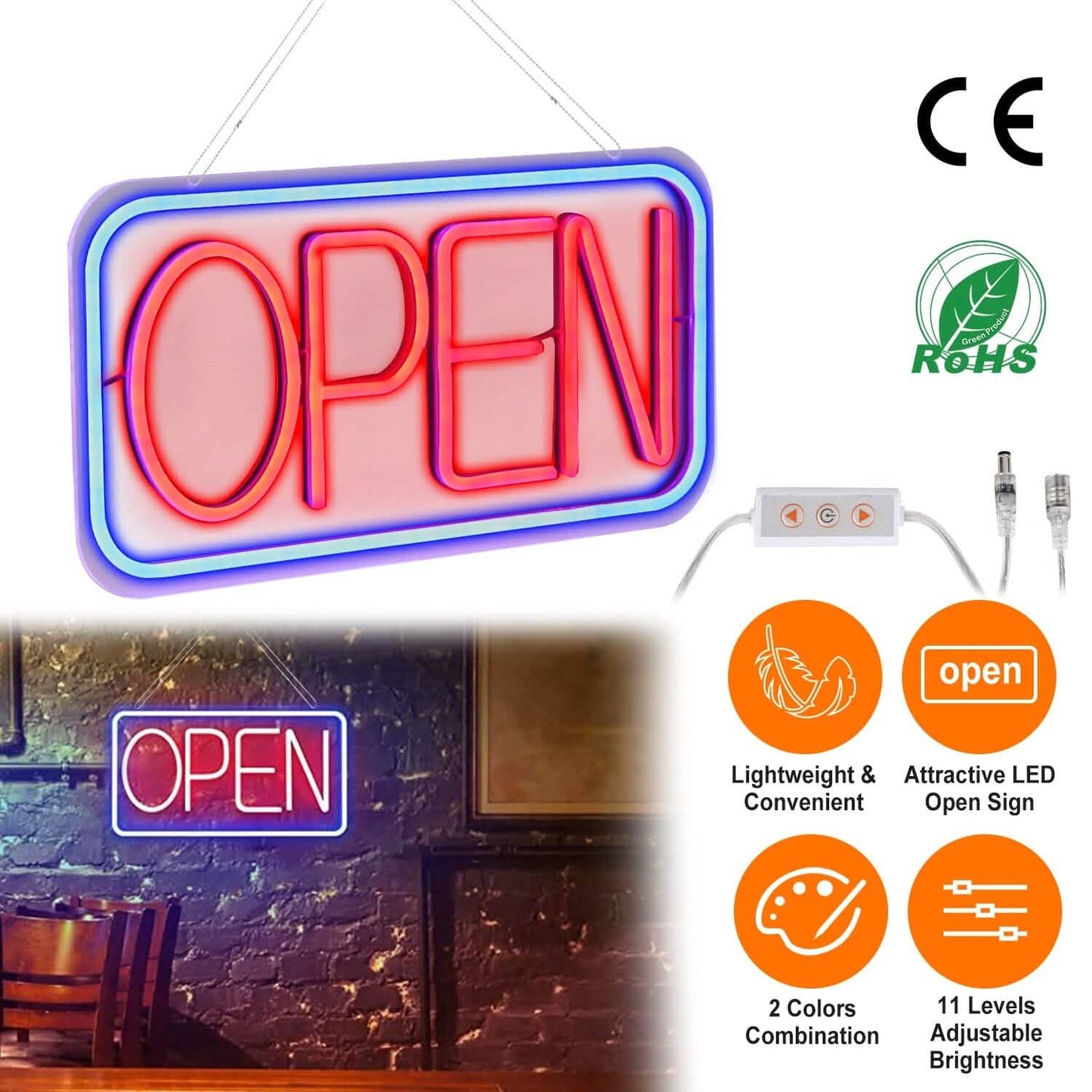 LED Open Sign Advertisement Board with 11 Levels Adjustable Brightness DailySale