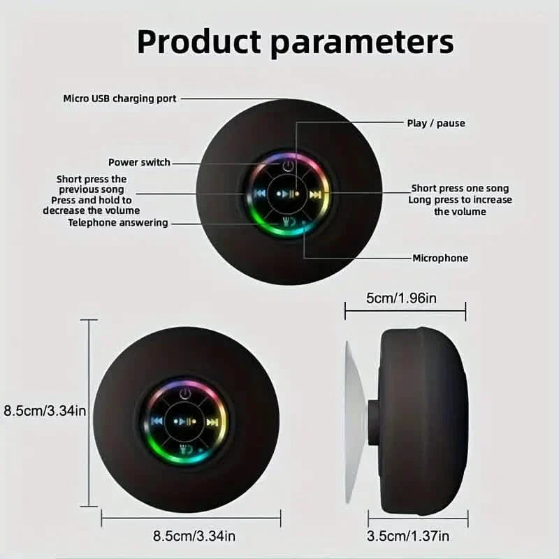 LED Portable Wireless Rechargeable Suction Bathroom Speaker DailySale