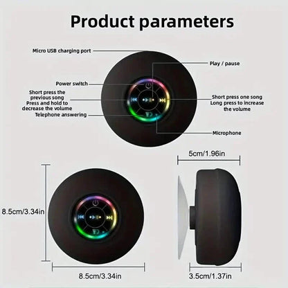LED Portable Wireless Rechargeable Suction Bathroom Speaker DailySale