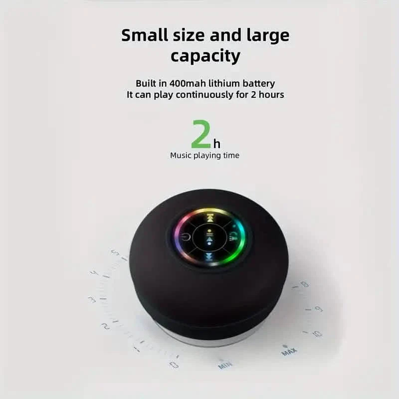 LED Portable Wireless Rechargeable Suction Bathroom Speaker DailySale