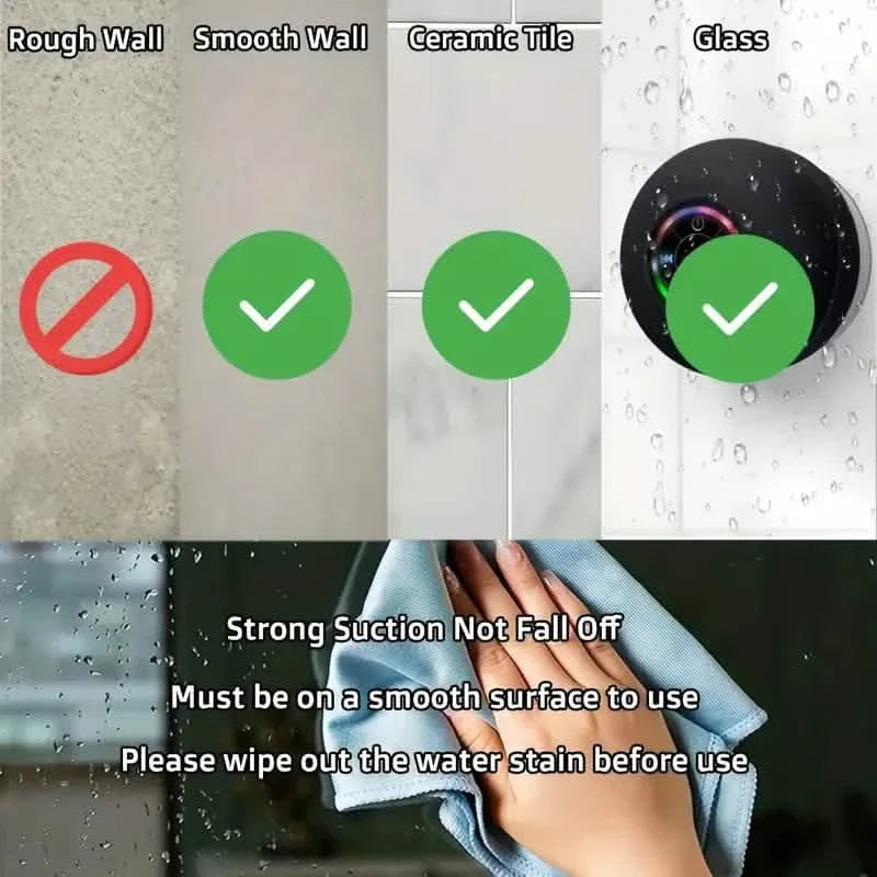 LED Portable Wireless Rechargeable Suction Bathroom Speaker DailySale
