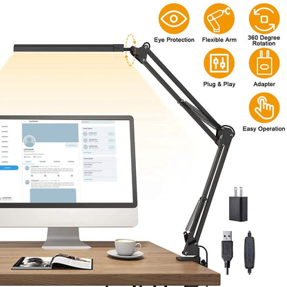 LED Reading Desk Lamp with Clamp Adjustable Swing Arm DailySale
