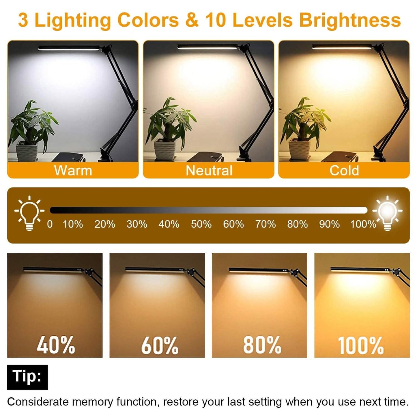 LED Reading Desk Lamp with Clamp Adjustable Swing Arm DailySale