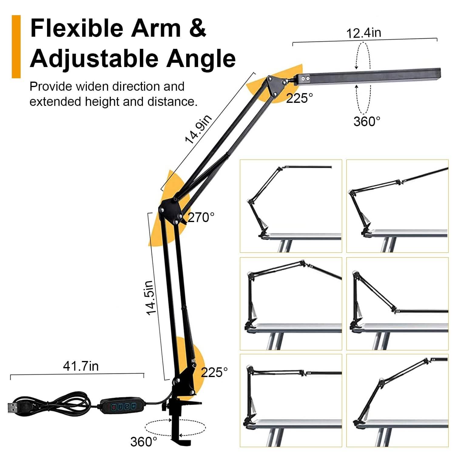 LED Reading Desk Lamp with Clamp Adjustable Swing Arm DailySale