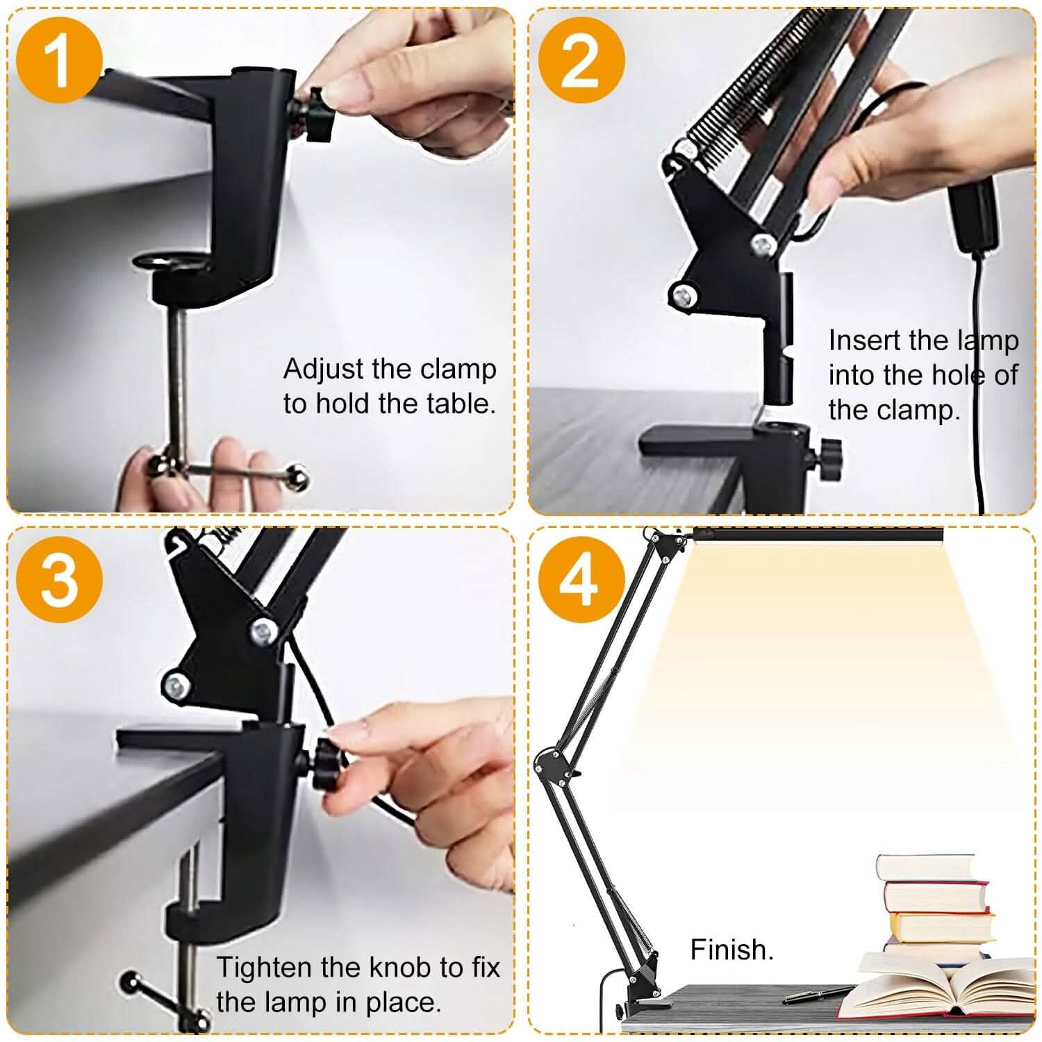 LED Reading Desk Lamp with Clamp Adjustable Swing Arm DailySale