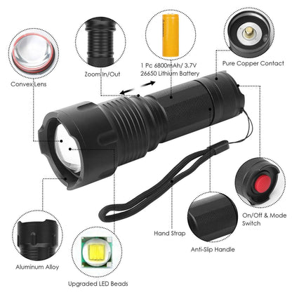 LED Rechargeable Zoomable Flashlight DailySale