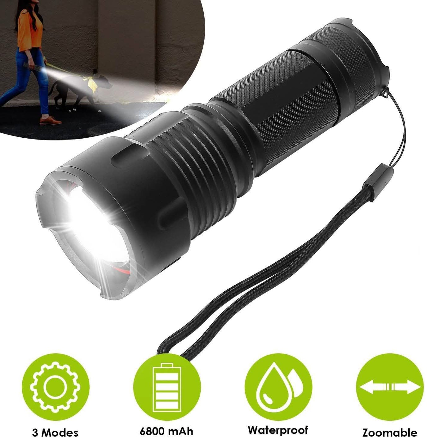 LED Rechargeable Zoomable Flashlight DailySale