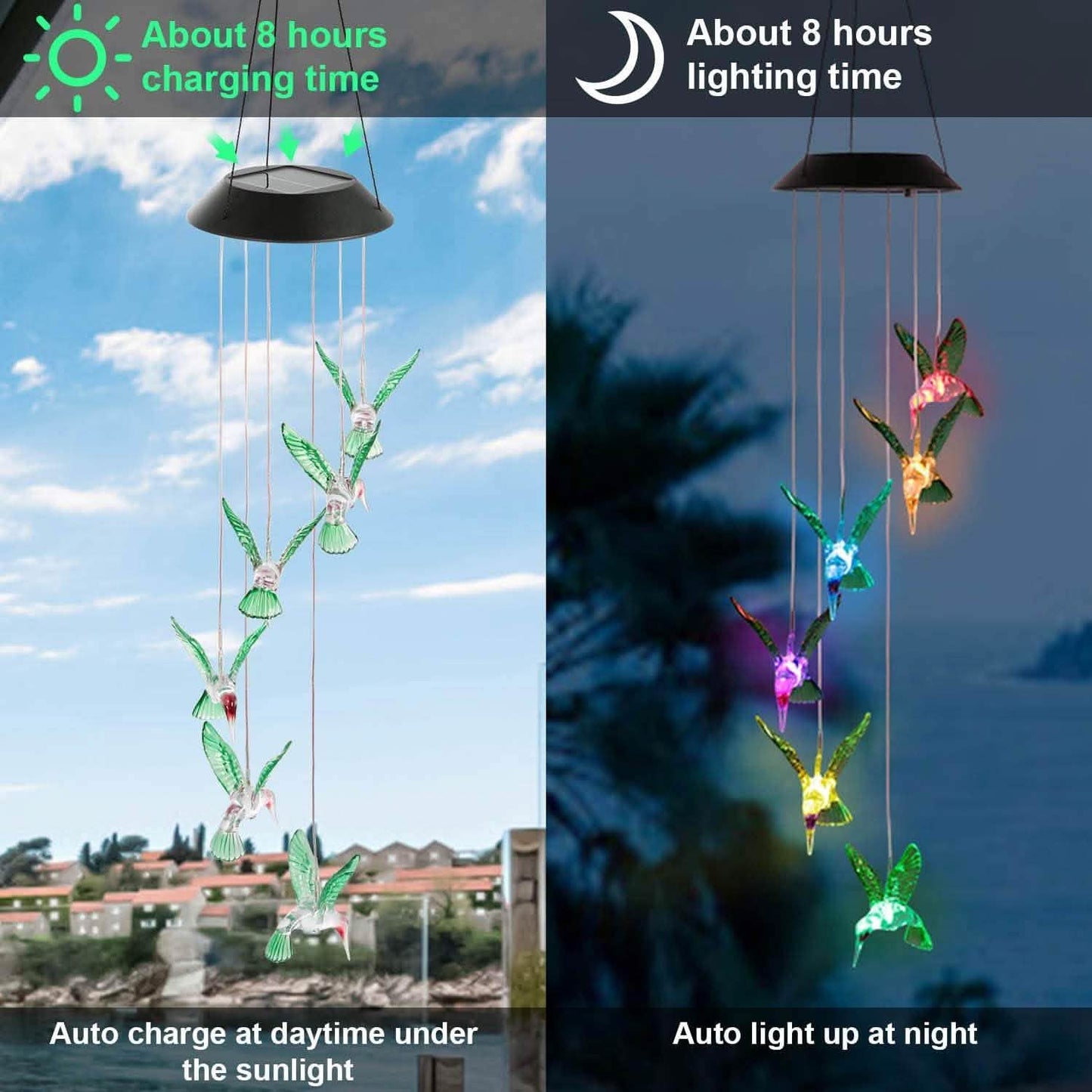 LED Solar Hummingbird Wind Chime DailySale