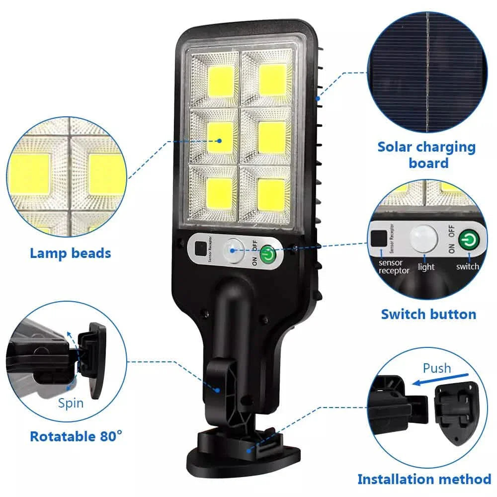 LED Solar Light Motion Sensor 3 Modes Flood Lamp Outdoor Street Wall Yard Garden DailySale