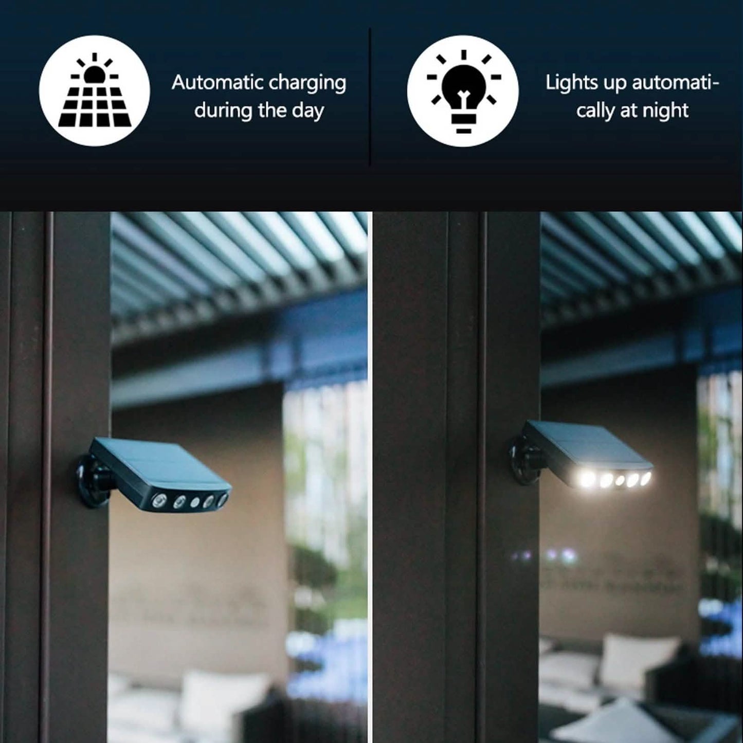 LED Solar Powered Wall Light Rotatable Waterproof Motion-Sensor Lights DailySale