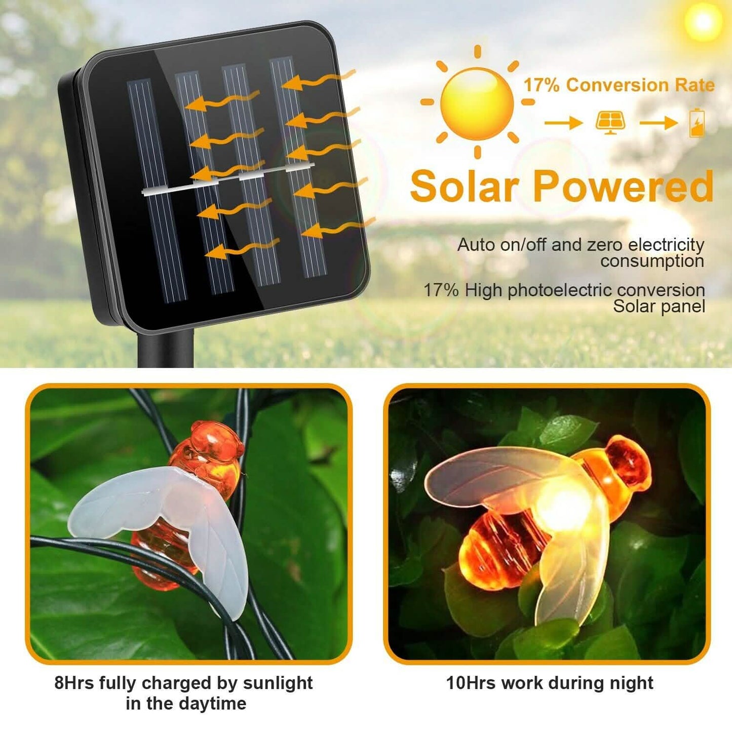 LED Solar String Bee Lights 30 Honeybees DailySale