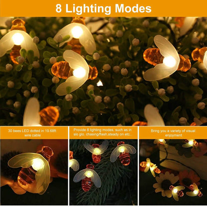 LED Solar String Bee Lights 30 Honeybees DailySale