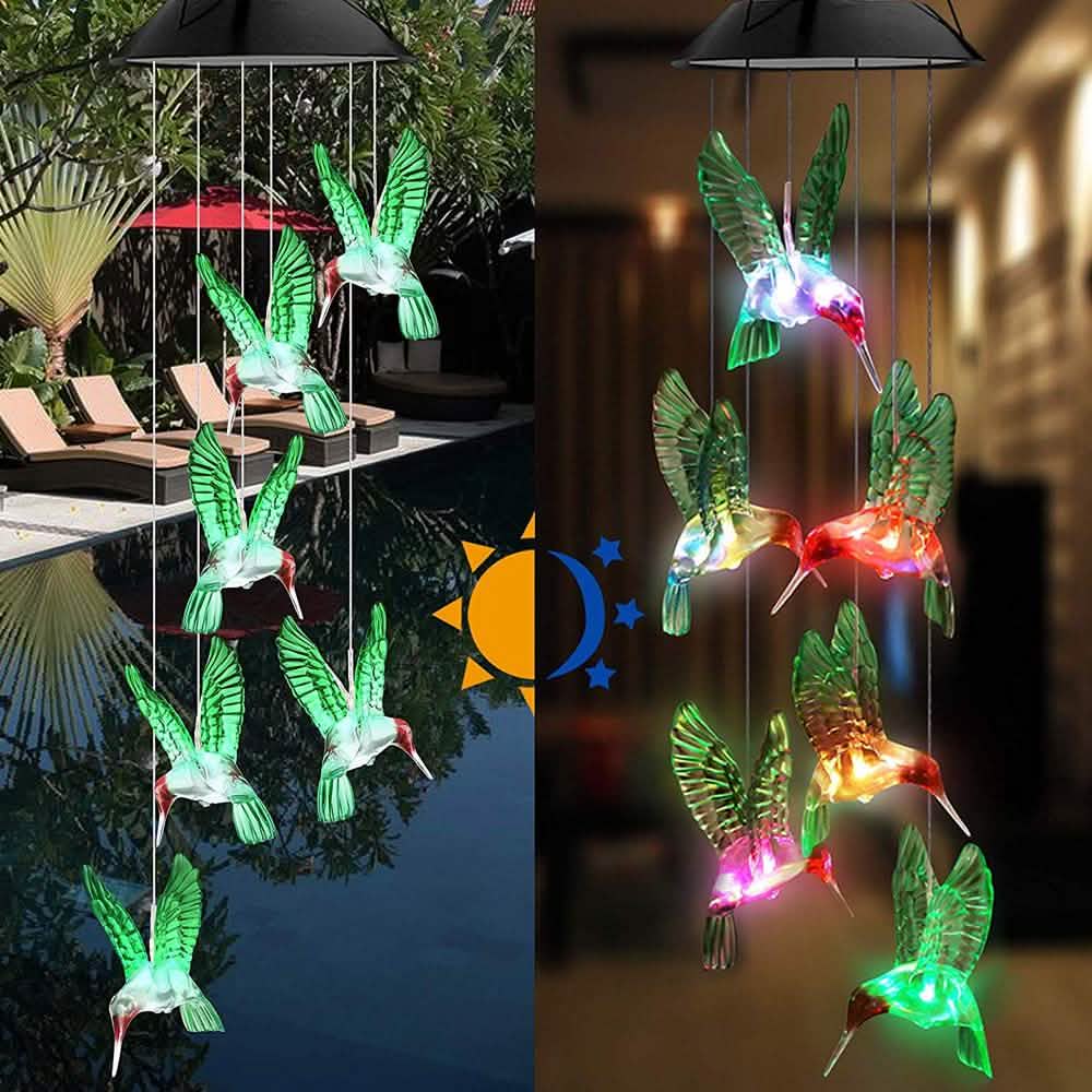 LED Solar String Lights Hummingbird Wind Chime DailySale