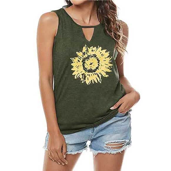 Leo Rosi Women Casual Sunflower Summer Tank Top DailySale