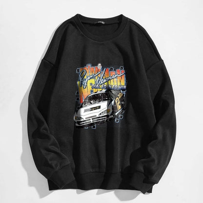 Letter and Car Print Oversized Sweatshirt DailySale