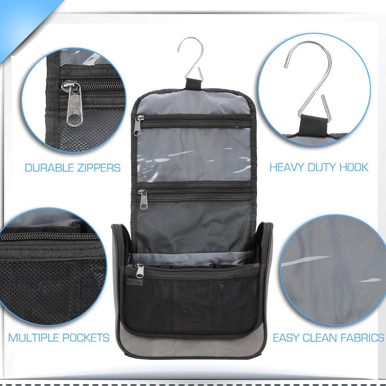 Lewis N. Clark Brushed Twill Hanging Toiletry Kit Bag DailySale