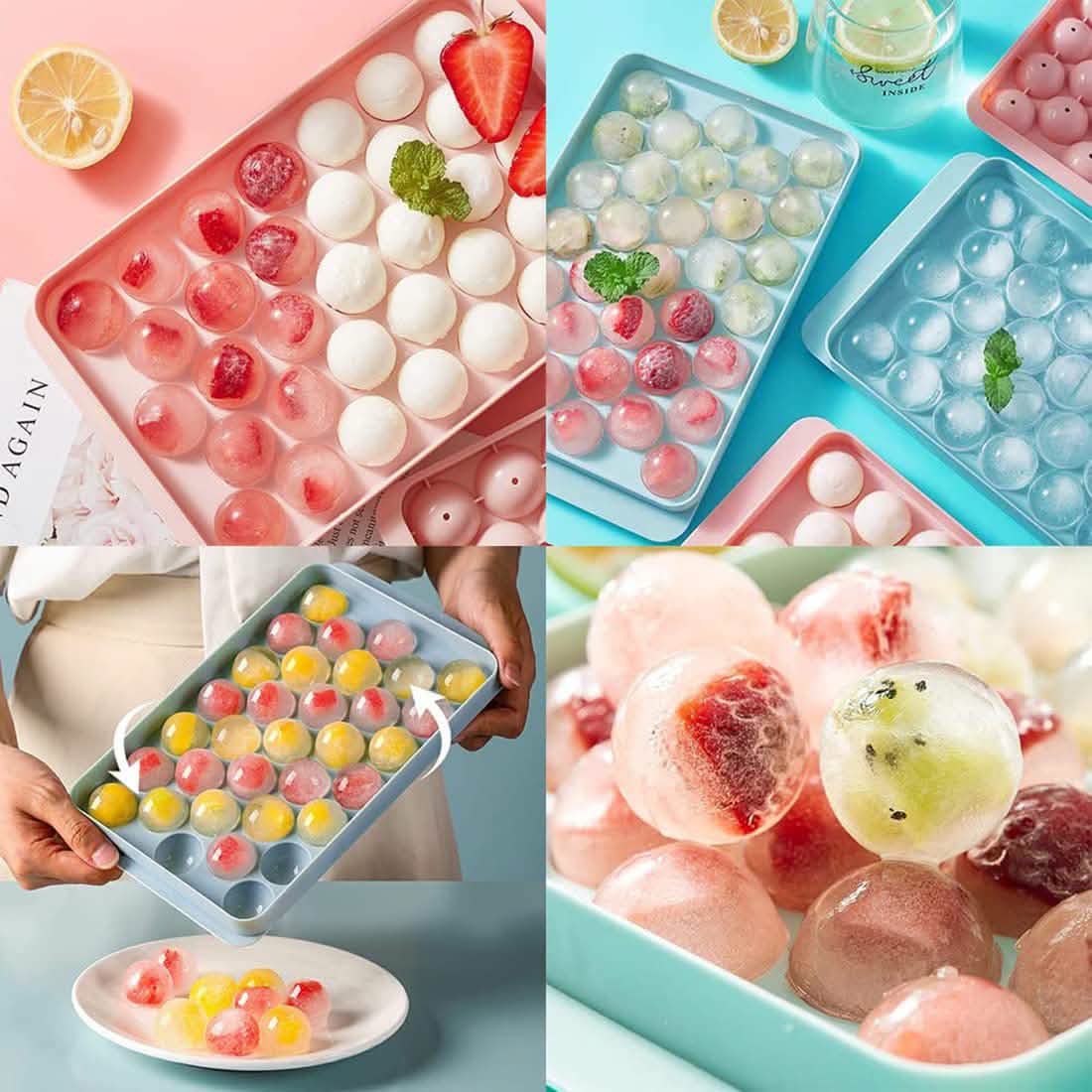 Lid & Bin Ice Ball Maker Mold for Freezer DailySale